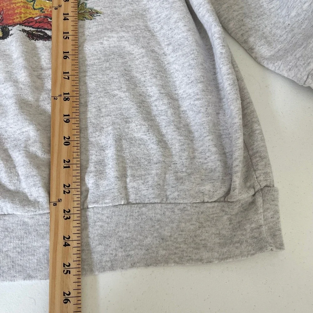 Vintage Basic Editions Cat Graphic Sweatshirt Womens 1X Grey Mock Neck Fall 90s - Picture 8 of 8